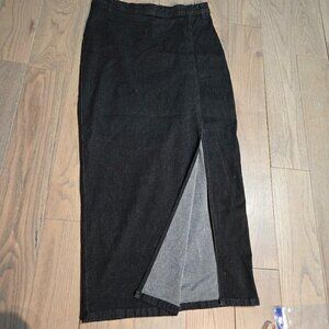 Stanley Morgan Black Denim Skirt Long Size 18